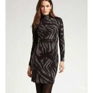 Tory Burch Interlock 100% Silk Mock Neck Dress